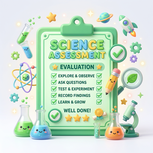 Penilaian Sains - clipboard dan peralatan sains