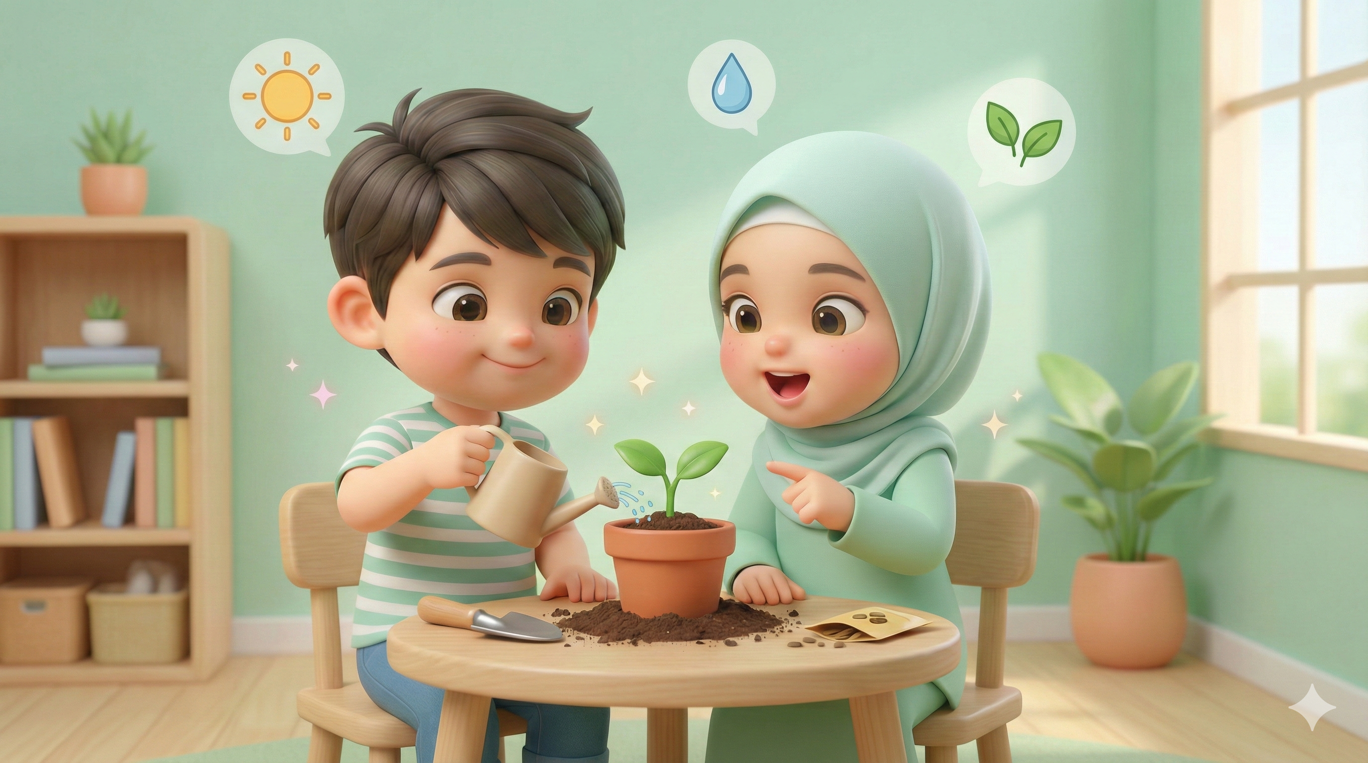 Kanak-kanak menanam pokok